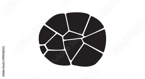Pie Chart Fragmented Sections in Monochrome Black and White Color on Isolated White Background for Infographic Design
