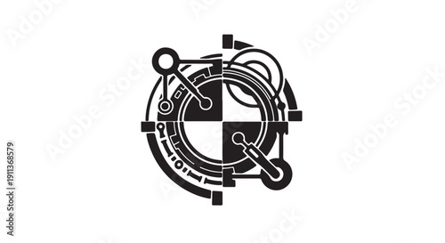 Abstract Geometric Logo Design in Modern Minimalist Style with Black and White Color Scheme on Clean White Background for Corporate Branding