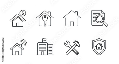 Collection of Real Estate and Property Icons.