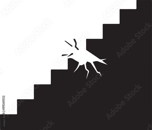 Staircase with a crack and broken step illustration design