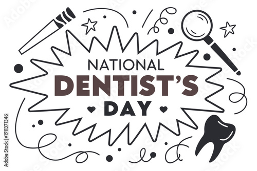 Dental Care Vector Illustration, Teeth, Dentist Tools and Oral Health Concept