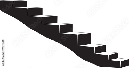 Black staircase steps going up isolated on white background