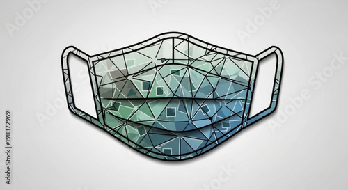 Low Poly Facemask on White Background, Isolated, 3D Illustration