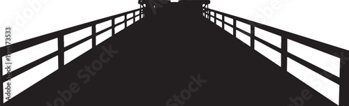 Silhouette of a bridge with railings on white background