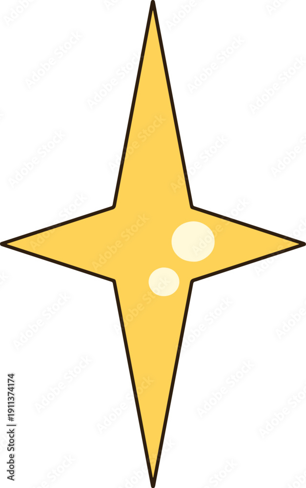 Obraz premium Cute Yellow Sparkle Twinkle Star Icon for Decoration and Magic Concept