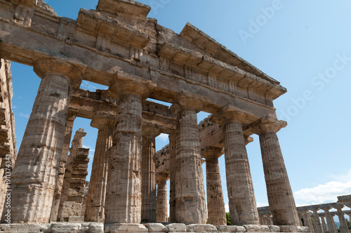 Italy, Campania, Paestum.  Greek ruins