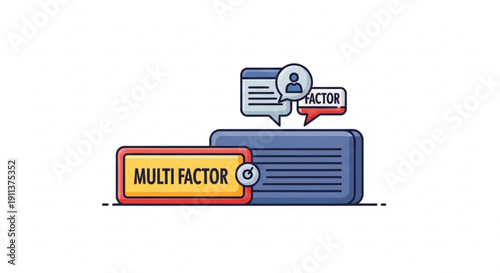 Multi factor authentication security concept with digital badge and verification symbols