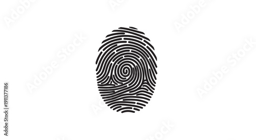 Fingerprint in minimalist design with black and white contrast on plain background for security identification