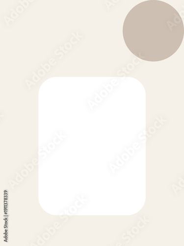 Minimalist design featuring a square and a small circle with subtle shading