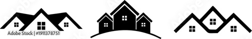 Row Of Houses Roof Silhouette Vector
