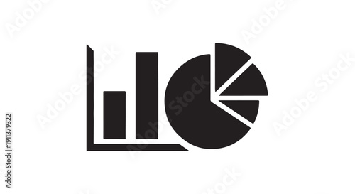 Graphical data representation in minimalist style with black color on white background for business analytics
