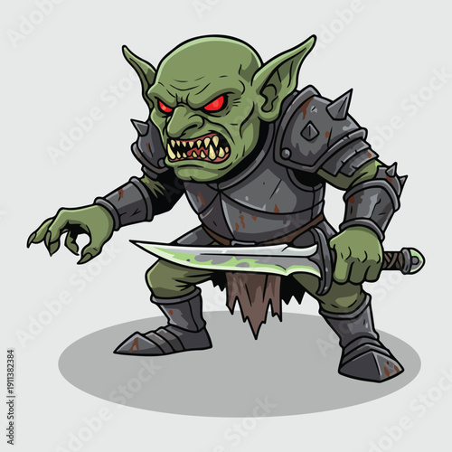 Menacing Goblin Warrior with Glowing Dagger