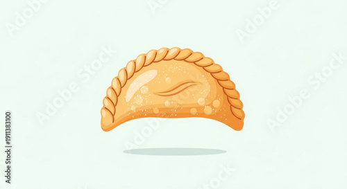 Golden Empanada Isolated on White Background