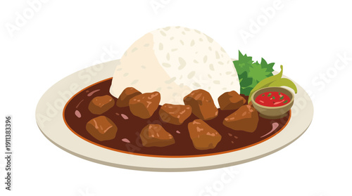 Beef Stew with Rice and Rich Gravy