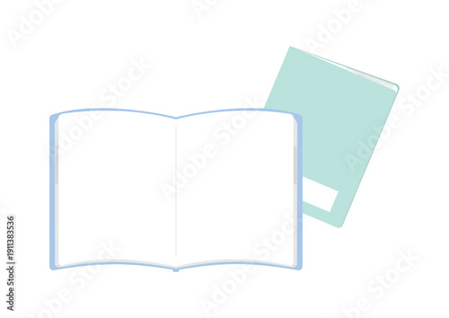 開いた無地のノートと閉じたノート