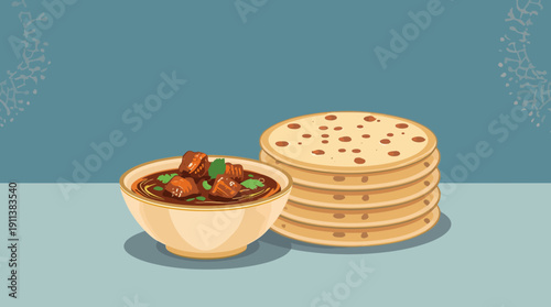 Beef Curry with Traditional Flatbread Naan