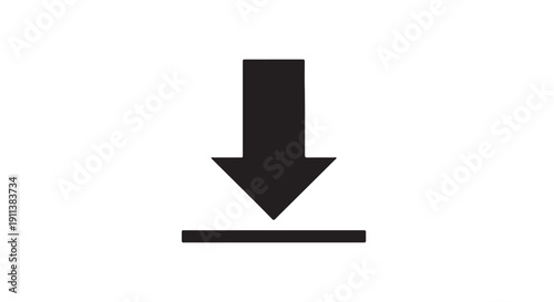 Black Download Arrow Icon in Simple Design with Dark Color on White Background for Web Interface