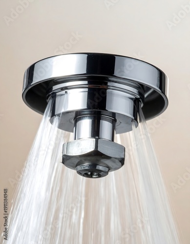 Wallpaper Mural A shiny, round showerhead with water spraying out Torontodigital.ca
