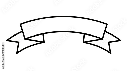 Blank Ribbon Banner, Curved Scroll Shape, Isolated on White Background, Copy Space