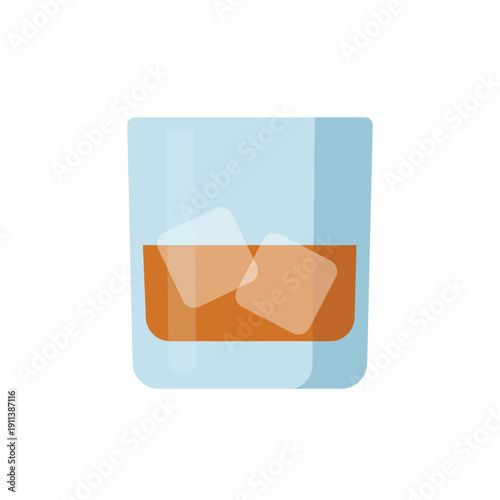 Glass of whiskey with ice cubes vector illustration isolated