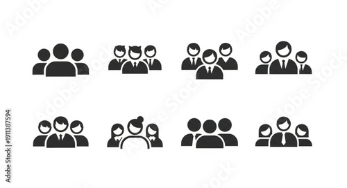 Collection of diverse people icons representing groups and teams.
