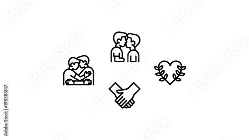 Embracing love and togetherness: A set of icons representing the values of love, unity, and friendship.