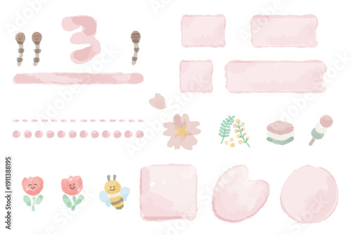 幼稚園・保育園向け 3月のやさしい水彩挿絵イラストシリーズ｜おたより制作フルセット March Gentle Watercolor Illustration Series for Kindergarten & Nursery | Complete Newsletter Set