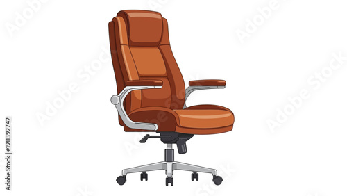 Modern ergonomic office chair in orange with adjustable features and metallic base