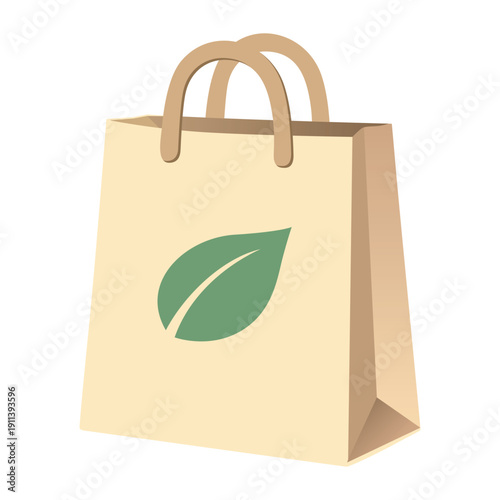 Eco-Friendly Shopping Bag An eco-conscious shopping bag made from sustainable materials features a vibrant green leaf, symbolizing environmental responsibility.