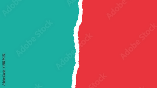Background design featuring a vertical tear in a green and red paper sheet creates a textured and layered look for creative projects.