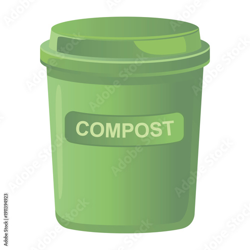 Compost Bin A bright green compost bin with a lid, standing as a symbol of eco-consciousness and sustainable waste management.