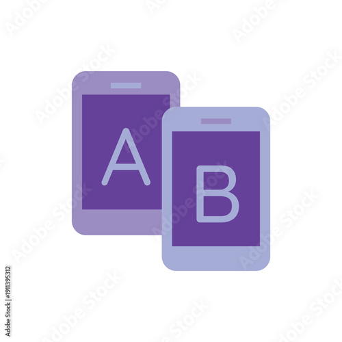 AB testing and mobile app conversion comparison icon