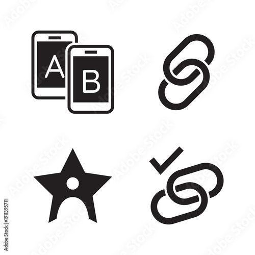 Web optimization and AB testing solid icons for mobile application development