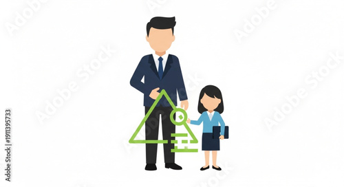 Father and daughter holding scales of justice.