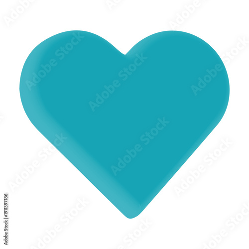 Free Download 3D Icon Teal Heart Love Symbol Romantic Shape Social Media Like Element Isolated High Quality Render Transparent Background - GFXLoad