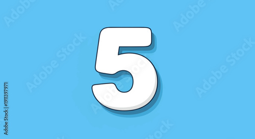 Stylized illustration of the number five in white with outlined shadow effect