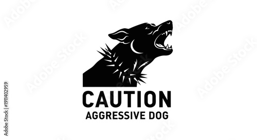 Aggressive Dog Silhouette Warning Sign