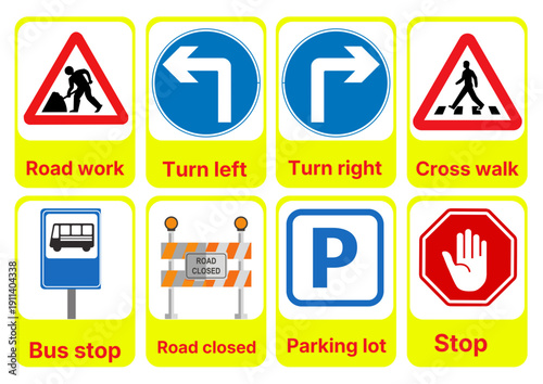 Common Traffic Signs and Road Safety Symbols
