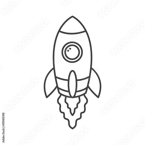 Rocket outline icon isolated flat style design.