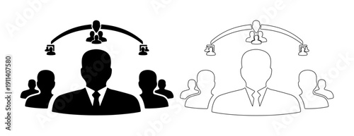 Teamwork and collaboration with interconnected people and technology