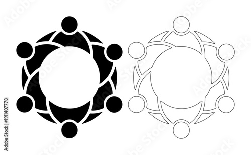 Abstract symbol representing unity and collaboration among a group of people.