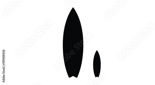 Two black surfboard shapes against a white background a striking silhouette