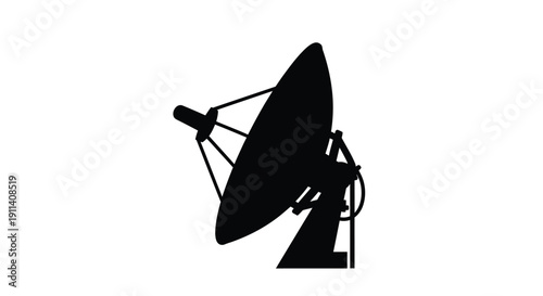 Black silhouette of a satellite dish against a white background