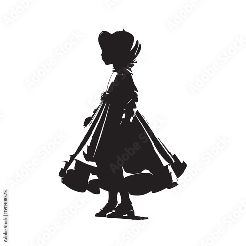Black Eid new dress child Silhouette Vector, High Quality Illustration on White Background