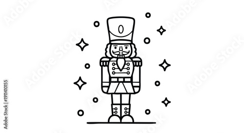 Classic Nutcracker Soldier Illustration with Festive Sparkles.