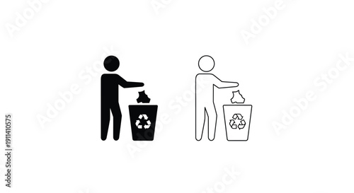 Recycling symbol depiction with a person throwing trash silhouette