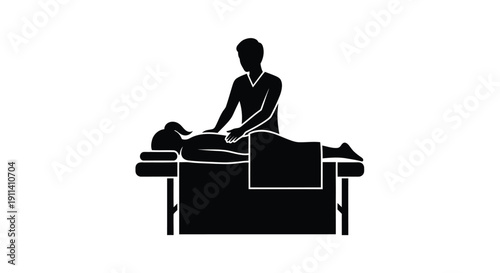 A masseuse working on a client s back in black silhouette