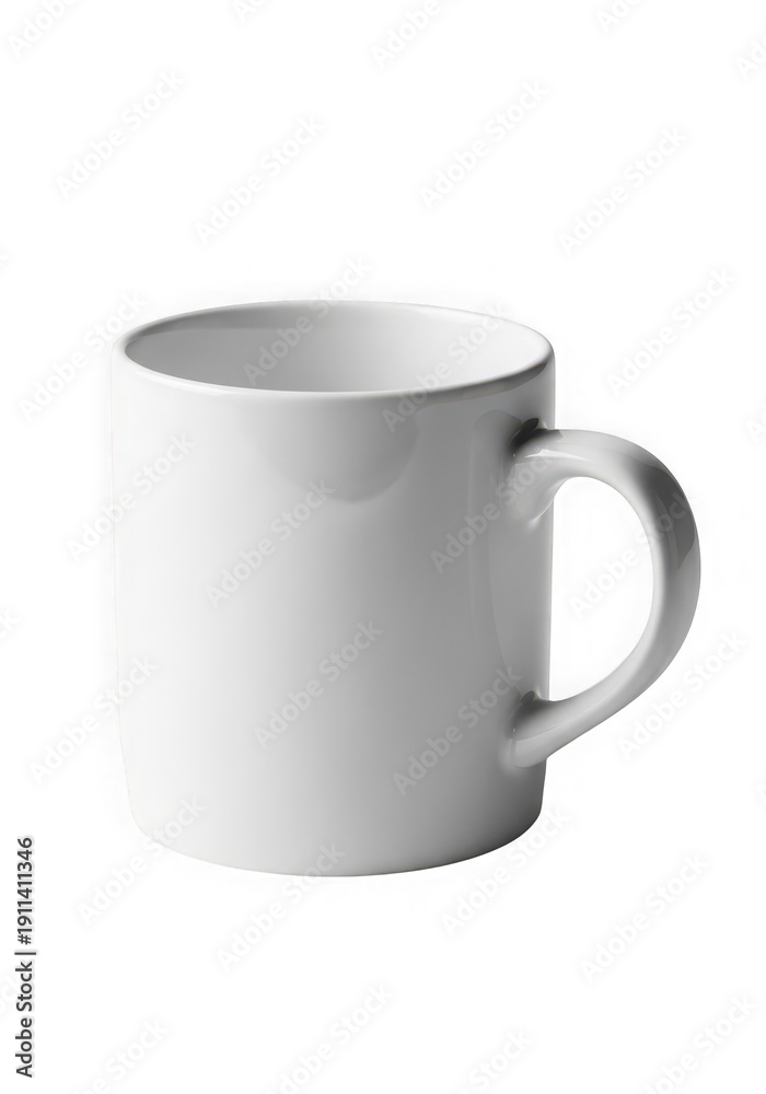 Fototapeta premium Empty White Ceramic Coffee Mug with Handle