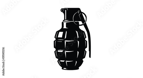 Black silhouette of a hand grenade detailed design silhouette