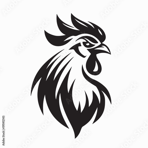 Rooster Cockerel Head Crest Stock Vector Image on White Background